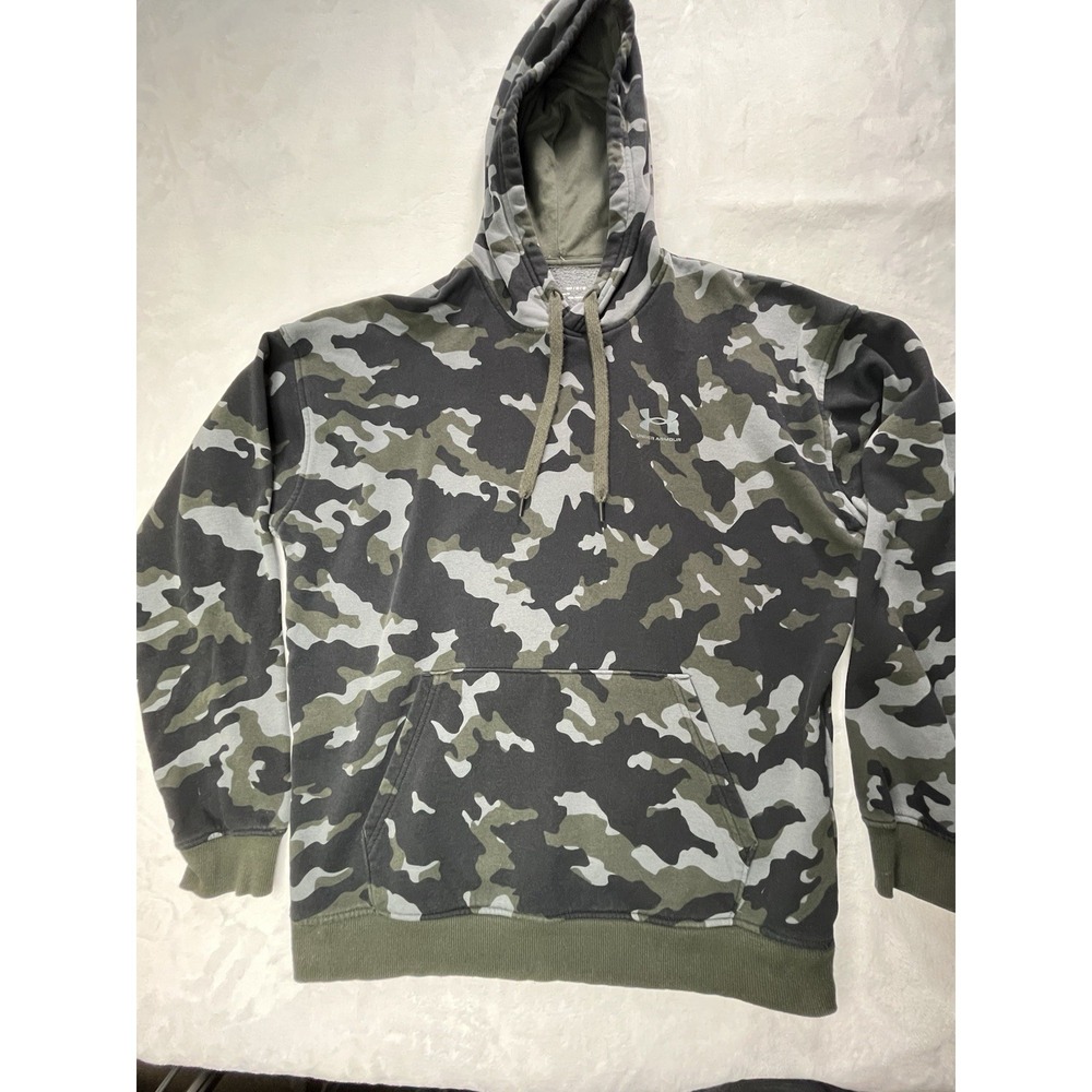 Under Armour Mens M Hoodie Pullover Camouflage Gray‎ Green Black